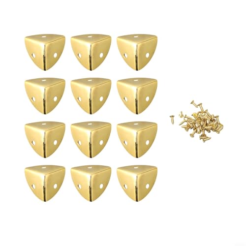 12 Stück Eisen-Eckenschutz mit Schrauben, Kantenschutz für Holzkisten im antiken Bronze-Stil, geeignet für Schmuckschatullen und Schreibtischoberflächen (Bronze) von Startbuymore