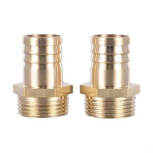 2 Stück Messing-Schlauchendverbinder für BSP-Gewinde-Außenrohradapter, für Wasser- und Kraftstoffleitungen (2,5 cm männlich x 25 mm) von Startbuymore