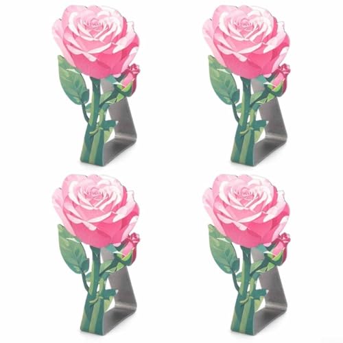 4 Stück Edelstahl-Tischdeckenclips mit glatten Kanten für Tische bis zu 2,5 cm Dicke, rutschfester Halt für Tischdecken während Hochzeiten und Familienfeiern (Rosa) von Startbuymore