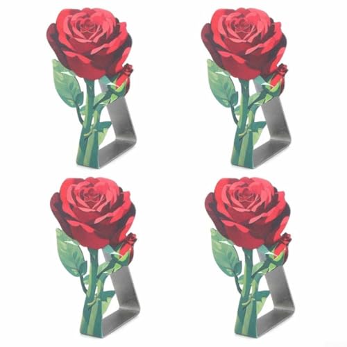 4 Stück Edelstahl-Tischdeckenclips mit glatten Kanten für Tische bis zu 2,5 cm Dicke, rutschfester Halt für Tischdecken während Hochzeiten und Familienfeiern (rot) von Startbuymore