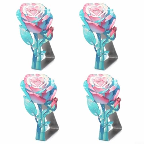 4 Stück Edelstahl-Tischdeckenklammern mit glatten Kanten für Tische bis zu 2,5 cm Dicke, rutschfester Halt für Tischdecken während Hochzeiten und Familienfeiern (rosa blau) von Startbuymore