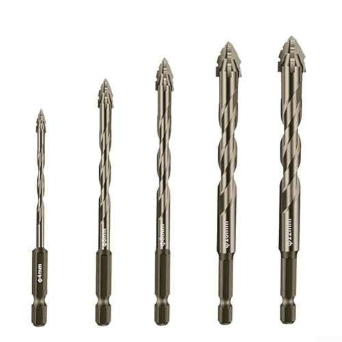 5-teiliges Exzenterbohrer-Set für Mauerwerk-Anwendungen für Beton, Glas, Ziegel mit Hartmetallspitzen in Industriequalität und Sechskantschaft für Stabilität 5-teiliges Exzenterbohrer-Set für Mauerwerk-Anwendungen für Beton, Glas, Ziegel mit Hartmetallspitzen in Industriequalität und Sechskantschaft für Stabilität von Startbuymore