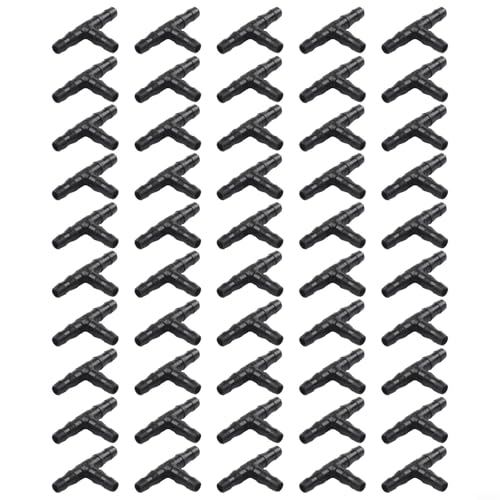 50 Stück 4 mm Bewässerungsarmaturen Antelco Rohrverbinder mit Widerhaken für Regenwassertank und Container-Wassermanagementsysteme (4 mm Doppelwiderhaken-T-Stück) von Startbuymore
