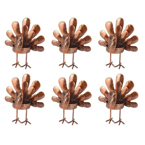 6 Metall Truthahn Kerzenhalter entworfen für Thanksgiving Esstisch Dekoration, kompatibel mit Standard-Teelichtkerzen für festliches Ambiente (B Sitze) von Startbuymore