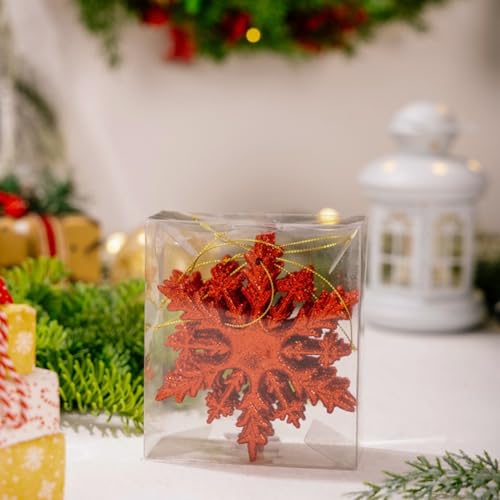 6 Stück Schneeflocke hängende Ornamente für Weihnachtsbaum Dekor aus PVC, geeignet für Ferienhausdekoration und saisonale für festliche Displays (rot) von Startbuymore