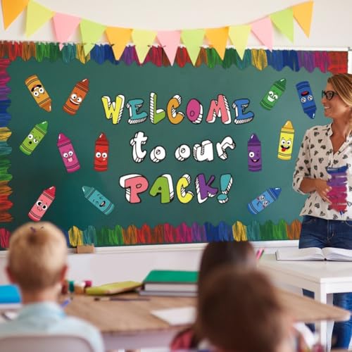 79 Stück Pinnwand-Dekorationen mit 3D-Buchstaben-Aufklebern, Buntstift-Ausschnitten und Bordüren für Schule und Zuhause Lernräume von Startbuymore