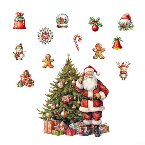 Abnehmbare Weihnachts-Wandaufkleber mit Weihnachtsmann-Schneemann-Designs für Urlaubsdekoration auf glatten Oberflächen in Haus und Büro Abnehmbare Weihnachts-Wandaufkleber mit Weihnachtsmann-Schneemann-Designs für Urlaubsdekoration auf glatten Oberflächen in Haus und Büro von Startbuymore