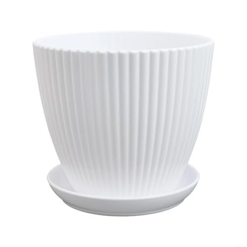 Eleganter Blumentopf für den Innenbereich, mit Drainageschale, für verschiedene kleine Pflanzen und Dekoration (weiß) von Startbuymore
