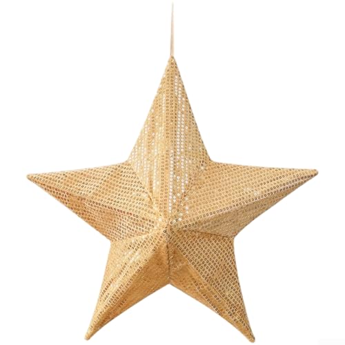 Große, faltbare sternförmige Baumkrone aus Stoffmaterial für Weihnachten, entworfen zum einfachen Aufhängen und Aufbewahren während der Ferienzeiten (Gold) von Startbuymore