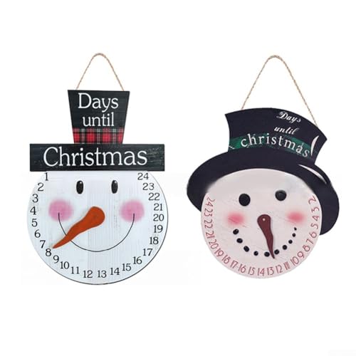 Holz-Weihnachts-Countdown-Kalender, 2-teiliges Set mit Weihnachtsmann-Adventsschild für die Weihnachtszeit, dekorativer Countdown (1) von Startbuymore