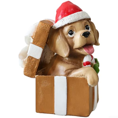 Hunde-Ornament-Set aus Kunstharz für Urlaubsdekoration mit Cartoon-Figur für saisonales Regal oder Fensterdisplay (Gold) von Startbuymore