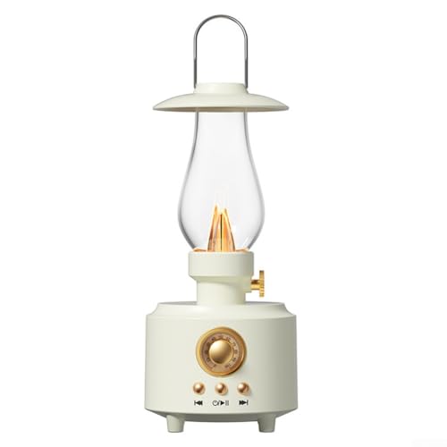 Kabelloser BT-Lautsprecher mit Retro-Kerosin-Lampen-Design, kompakt und tragbar für Outdoor-Camping, Desktop-Einsatz und Umgebungsbeleuchtung (weiß) von Startbuymore