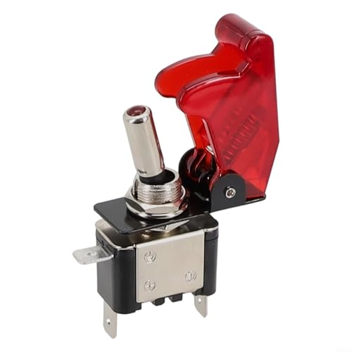 LED-Lichtschalter ASW07D für Kfz-Kippsteuerung für 12 V 20 A elektrische Geräte (rote transparente Abdeckung + rote LED) von Startbuymore