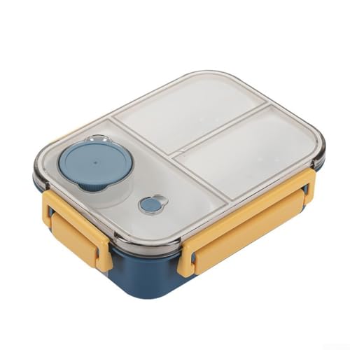 Lunchbox aus Edelstahl mit auslaufsicheren drei Fächern und sicherem Schloss für tragbare, organisierte Mahlzeiten-Aufbewahrung, geeignet für Outdoor-Aktivitäten und Reisen (gelb) von Startbuymore