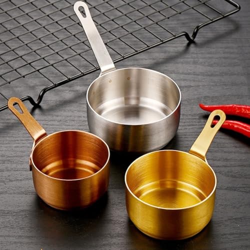 Mini-Saucenpfanne aus Edelstahl, 100 ml, mit Loch zum Aufhängen und bequemem Griff, geeignet zum Kochen von Saucen, Erhitzen von Milch und zur Zubereitung kleiner Mahlzeiten (Gold M) von Startbuymore