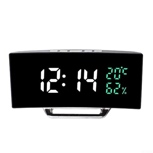Multifunktionaler digitaler LED-Wecker mit Anzeige von Zeit, Innentemperatur und Luftfeuchtigkeit, mit Nachtmodus und einstellbarer Helligkeit für den täglichen Gebrauch (weiß und grün) von Startbuymore