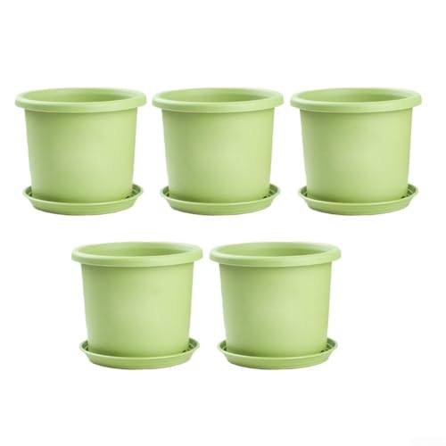 Premium Blumentöpfe aus Kunstharz mit Drainageschale 5er-Set für optimale Pflanzenwachstumsbedingungen (14 x 12 cm) von Startbuymore