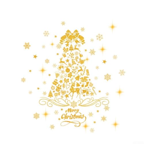 Saisonale Weihnachtsbaum-Glas-Fensteraufkleber für Urlaubsdekoration, Verwendung an Fenstertüren und glatten Glasoberflächen, wiederverwendbar und leicht zu bewegen (D13577) von Startbuymore