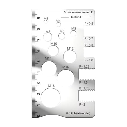 Schraubgewinde-Steigungslehre Werkzeug mit Edelstahl-Lineal für genaue Messung von metrischen Schraubengewinden von Startbuymore