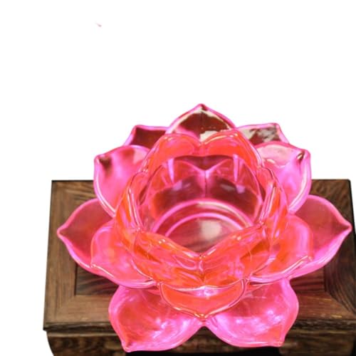 Schwebender Kerzenhalter mit Lotusförmigem Glasdesign Teelichthalter für spirituelle und dekorative Zwecke drinnen und draußen (Rosa)) von Startbuymore
