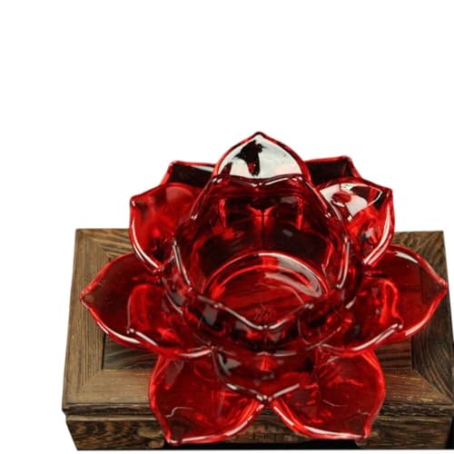 Schwebender Kerzenhalter mit Lotusform aus Glas Design Teelichthalter für spirituelle und dekorative Zwecke drinnen und draußen (((rot)) von Startbuymore