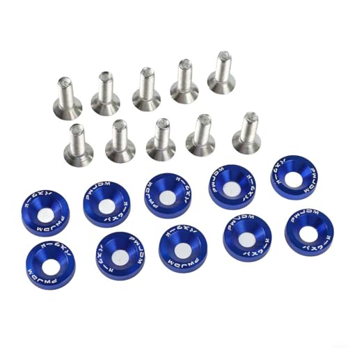 Set mit 10 M6 eloxierten Aluminium-Unterlegscheiben und Schrauben für Automobile für Kotflügelinstallation und Zubehör (blau) von Startbuymore