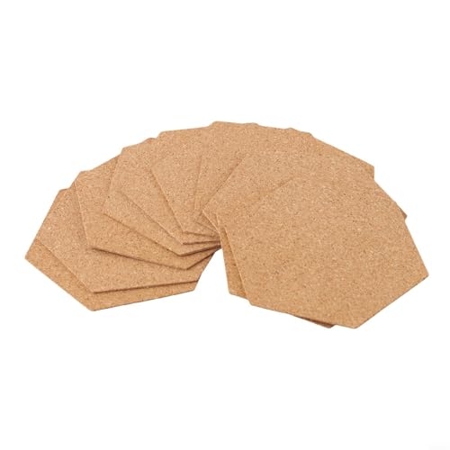 Set mit 10 sechseckigen Untersetzern und stilvollen Kork-Pads für Getränke, rutschfest, hitzebeständig, als Dekoration von Startbuymore