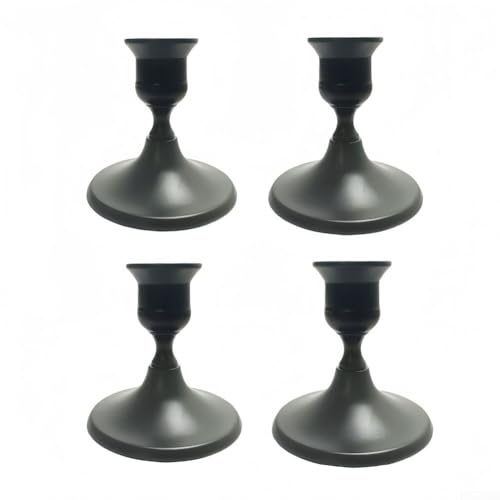 Set mit 4 Kerzenhaltern aus Metall, geeignet für Spitzkerzen, entworfen, um Hochzeiten, intime Abendessen und saisonale Heimdekoration zu verschönern (Schwarz B (4)) von Startbuymore