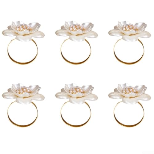 Set mit 6 Serviettenringen mit Perlenverzierung für Tischdekorationen, ABS-Serviettenverschluss-Design, perfekt für Hotelessen und Veranstaltungsfeiern Set mit 6 Serviettenringen mit Perlenverzierung für Tischdekorationen, ABS-Serviettenverschluss-Design, perfekt für Hotelessen und Veranstaltungsfeiern von Startbuymore