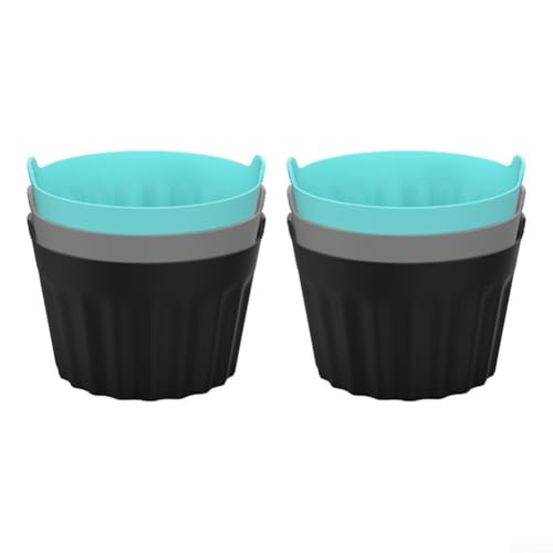 Silikon-Cupcake-Backförmchen für Luftfritteuse für Eierpochierformen für einfaches Herauslösen von Lebensmitteln für Pfannkuchen und mehr (6 Stück schwarz) von Startbuymore