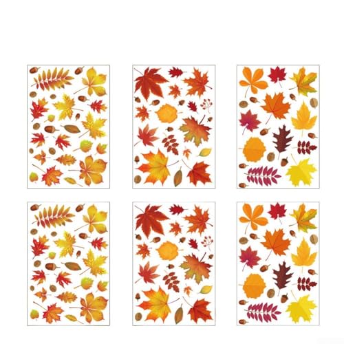Thanksgiving und Herbst Ahornblatt Fensteraufkleber Pack 6/8 Blatt wasserdicht und abnehmbar für saisonale Dekoration (Ahornblatt) von Startbuymore