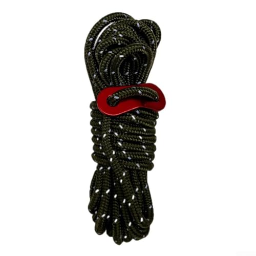 Verstellbares Camping-Seil, 4 mm x 4 m, mit winddichter Aluminiumschnalle, reflektierendes Seil bietet Sichtbarkeit und sichere Befestigung für Outdoor-Ausrüstung (Armeegrün) von Startbuymore