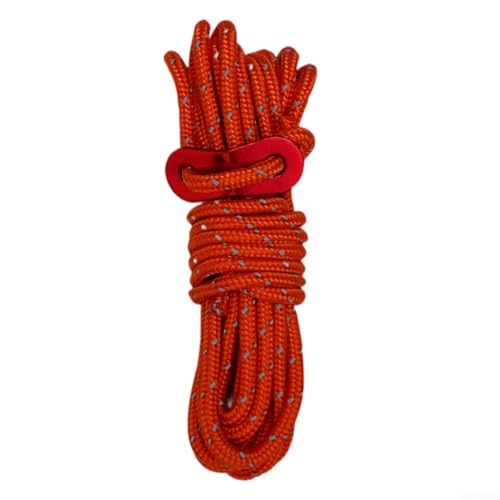Verstellbares Camping-Seil, 4 mm x 4 m, mit winddichter Aluminiumschnalle, reflektierendes Seil bietet Sichtbarkeit und sichere Befestigung für Outdoor-Ausrüstung (orange) von Startbuymore