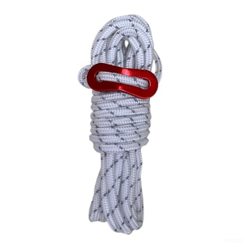 Verstellbares Camping-Seil, 4 mm x 4 m, mit winddichter Aluminiumschnalle, reflektierendes Seil bietet Sichtbarkeit und sichere Befestigung für Outdoor-Ausrüstung (weiß) von Startbuymore