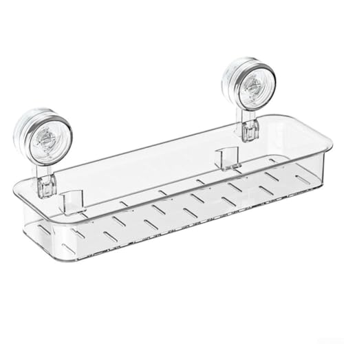 Wandmontiertes Duschregal mit Saugnäpfen, ohne Bohren Installation, Badezimmer-Organizer zur Aufbewahrung von Toilettenartikeln und Küchenartikeln, leicht zu reinigen und langlebig (Re - Transparent) von Startbuymore