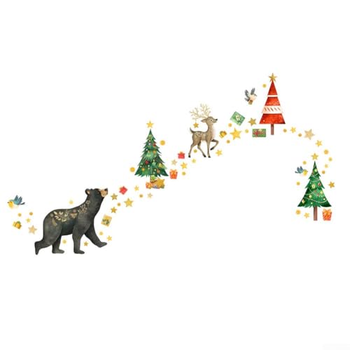 Wandsticker mit Weihnachtsmotiven, Motiv: Bär und Hirsch, für saisonale Heimdekoration in Spielzimmern Wandsticker mit Weihnachtsmotiven, Motiv: Bär und Hirsch, für saisonale Heimdekoration in Spielzimmern von Startbuymore