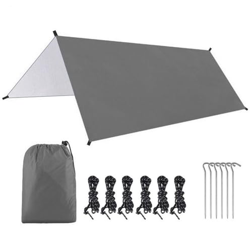 Wasserdichte Campingzeltplane mit Nylonseil und Spikes, Outdoor-Regenschutz zum Wandern und Angeln, windabweisend, 300 x 300 cm von Startbuymore