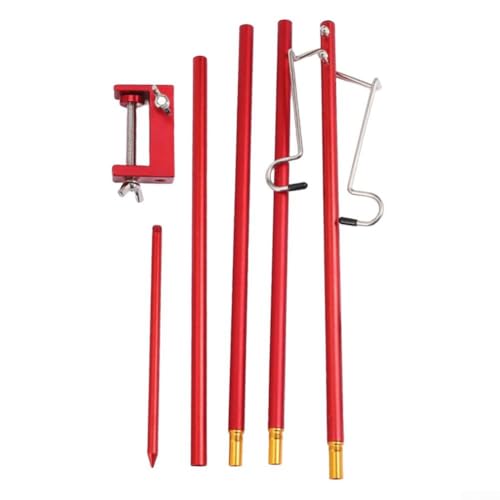Zusammenklappbarer Außenlampenstab 118 cm mit zwei Haken, Edelstahl-Konstruktion für Camping, Picknick, Angeln, bietet stabile und tragbare Beleuchtungslösung von Startbuymore