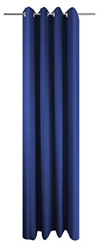 Startex Ösenschal Vorhang Blau Uni Blickdicht Lichtdurchlässig HxB 245x145 cm - Dekoschal Gardine Dunkelblau von Startex