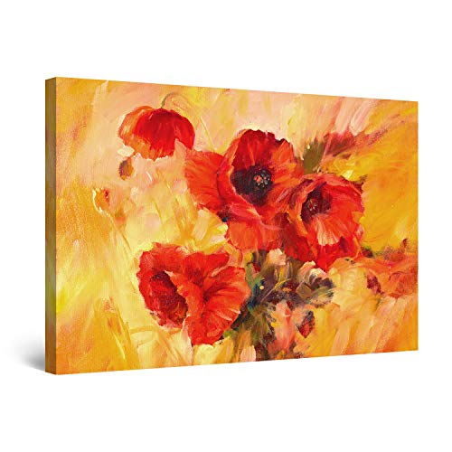 Startonight Bilder Duftendes Geschenk, Blumenstrauß aus Roten Mohnblumen - Leinwandbilder Moderne Kunst - Natur Wanddeko Kunstdrucke, Wandbilder XXL 80 x 120 cm, Tag Nacht Bild von Startonight