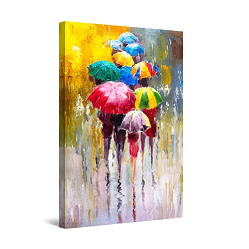 Startonight Bilder Farbige Regenschirme Glücklich- Leinwandbilder Moderne Kunst - Abstrakte Wanddeko Kunstdrucke, Wandbilder 60 x 90 cm, Tag Nacht Bild von Startonight