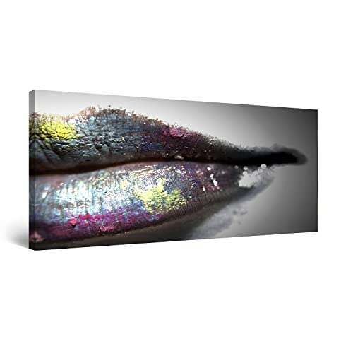 Startonight Bilder Frauen Farbige Lippen, Leinwandbilder Moderne Kunst, Abstrakte Wanddeko Kunstdrucke, Wandbilder 60 x 120 cm, Tag Nacht Bild von Startonight