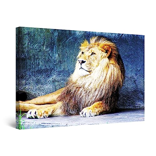 Startonight Bilder König der Löwen, Leinwandbilder Moderne Kunst, Tiere Wanddeko Kunstdrucke, Wandbilder 60 x 90 cm, Tag Nacht Bild von Startonight