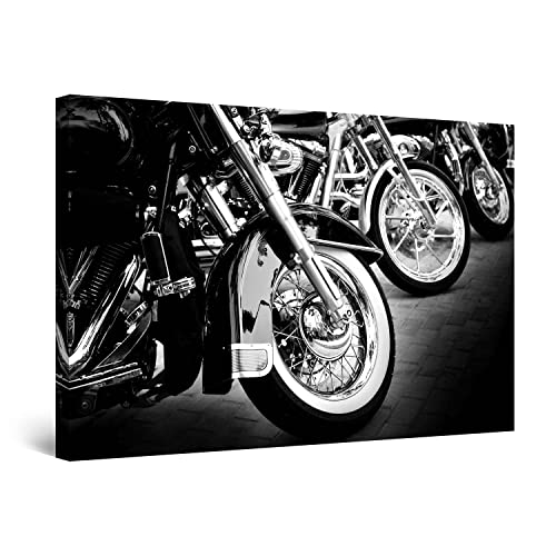 Startonight Bilder Motorräder, Leinwandbilder Moderne Kunst, Schwarz und Weiß Wanddeko Kunstdrucke, Wandbilder XXL 80 x 120 cm, Tag Nacht Bild von Startonight