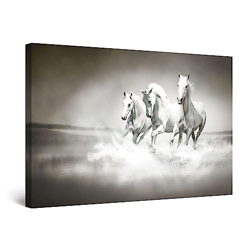 Startonight Bilder - Pferde auf der Flucht - Leinwandbilder Moderne Kunst, Wanddeko Kunstdrucke, Wandbilder XXL 80 x 120 cm, Tag Nacht Bild von Startonight