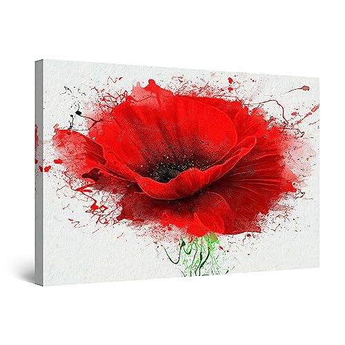 Startonight Bilder Rote Mohnblumen Blüten, Leinwandbilder Moderne Kunst, Blumen Wanddeko Kunstdrucke, Wandbilder XXL 80 x 120 cm, Tag Nacht Bild von Startonight