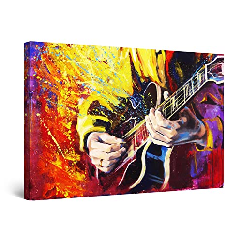 Startonight Bilder Spritzfarbe und Gitarrenmusik - Leinwandbilder Moderne Kunst - Abstrakte Wanddeko Kunstdrucke, Wandbilder 60 x 90 cm, Tag Nacht Bild von Startonight