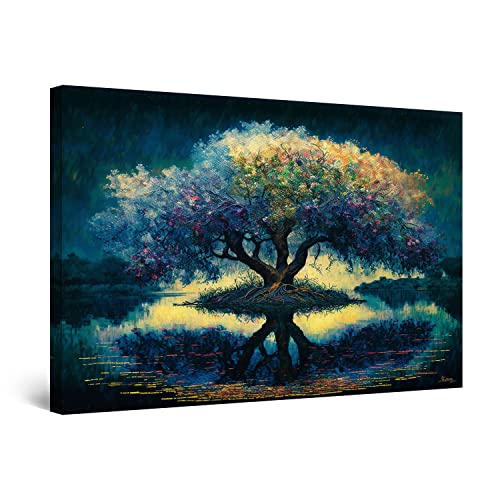 Startonight Leinwand Wandkunst – Abstrakt Bunter Baum Einzelne Malerei – Kunstwerk Fertig zum Aufhängen für Wohnzimmer Großes Bild Heim Dekoration Drucken Moderne Malerei 80 x 120 cm von Startonight