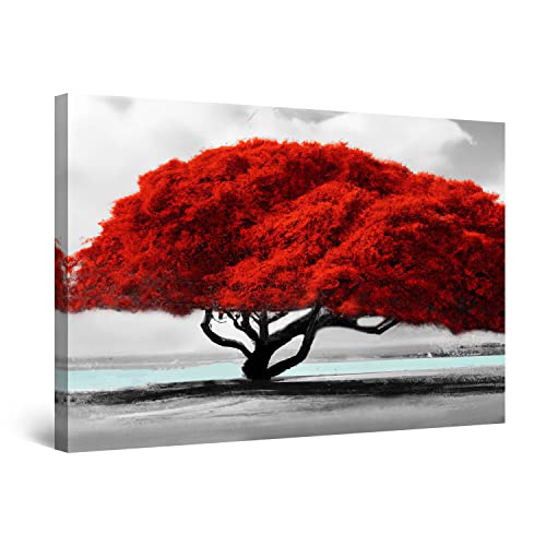 Startonight Leinwand Wandkunst – Rote Baum Fluss Malerei Kunstwerk – Kunstwerk für Wohnzimmer Großes Bild Heim Dekoration Drucken Moderne und Zeitgenössische Malerei Wohnzimmer Groß 80 x 120 cm von Startonight