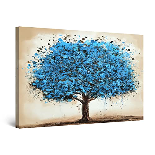 Startonight Leinwand Wandkunst – Türkis Baum Beige Malerei – Kunstwerk für Wohnzimmer Großes Bild Heim Dekoration Drucken Moderne und Zeitgenössische Malerei Wohnzimmer Groß Wand Bild 80 x 120 cm von Startonight